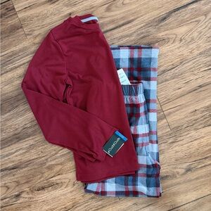 Cuddl Duds Boys' Long Sleeve Plaid Pajama Top & Pajama Pants Set- NWT
